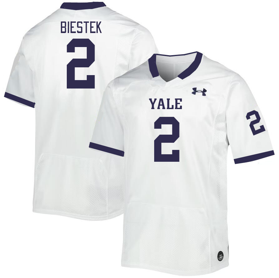 Men-Youth #2 Jack Biestek Yale Bulldogs 2023 College Football Jerseys Stitched-White